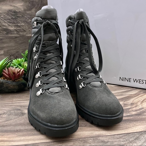 NIB Nine West Persia Leather Lug Sole Hiker Boots - Picture 2 of 12